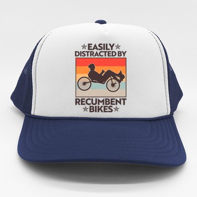 Vintage Easily Distracted By Recumbent Bikes Trucker Hat