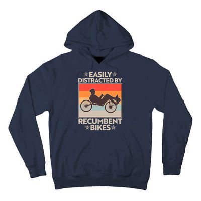Vintage Easily Distracted By Recumbent Bikes Tall Hoodie