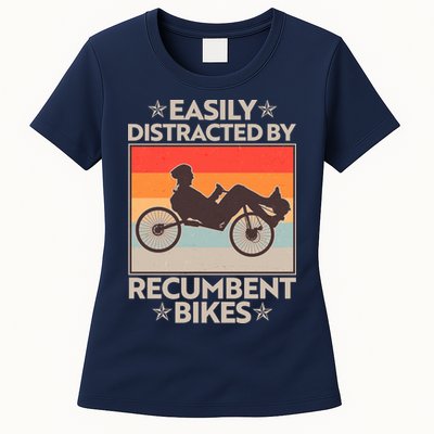 Vintage Easily Distracted By Recumbent Bikes Womens T-Shirt
