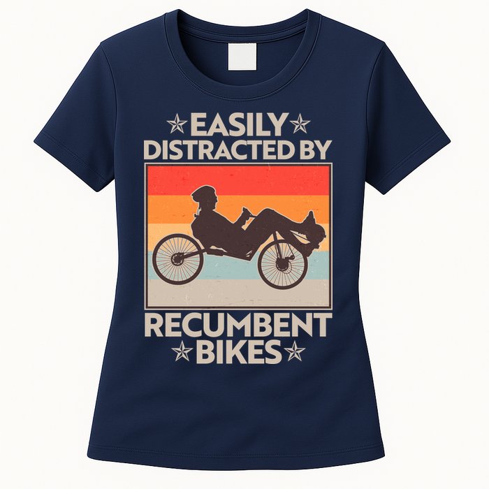 Vintage Easily Distracted By Recumbent Bikes Womens T-Shirt