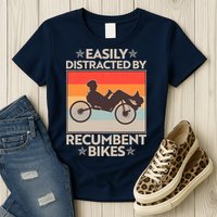 Vintage Easily Distracted By Recumbent Bikes Womens T-Shirt