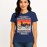 Vintage Easily Distracted By Recumbent Bikes Womens T-Shirt