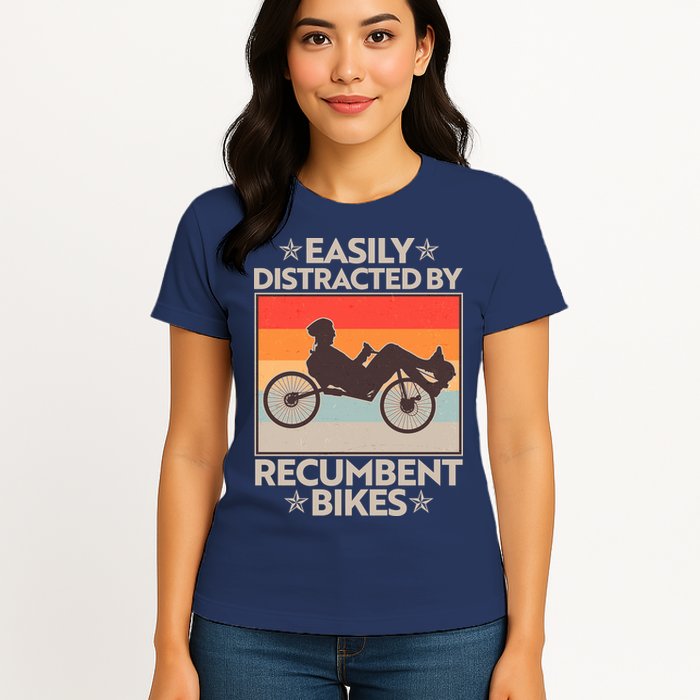 Vintage Easily Distracted By Recumbent Bikes Womens T-Shirt