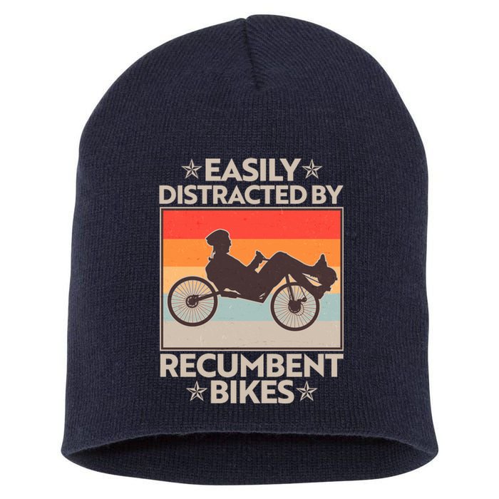 Vintage Easily Distracted By Recumbent Bikes Short Acrylic Beanie