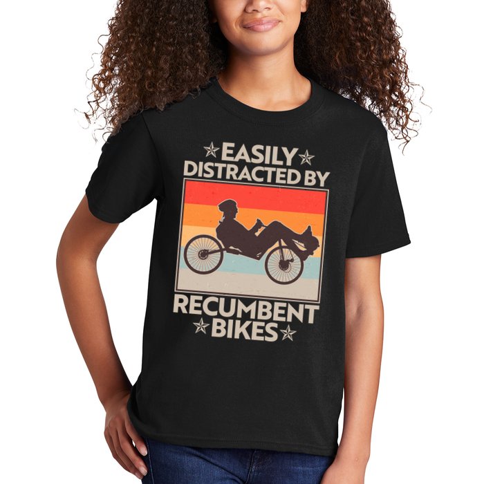 Vintage Easily Distracted By Recumbent Bikes Kids T-Shirt