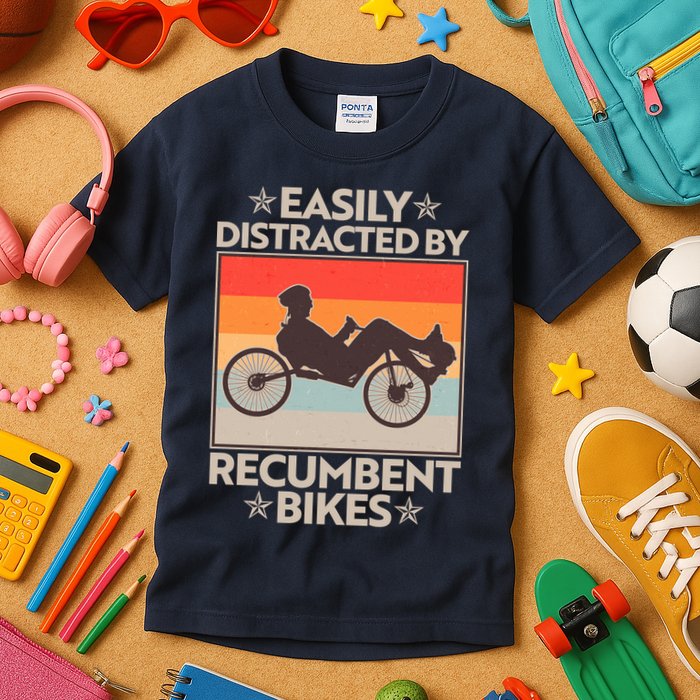 Vintage Easily Distracted By Recumbent Bikes Kids T-Shirt