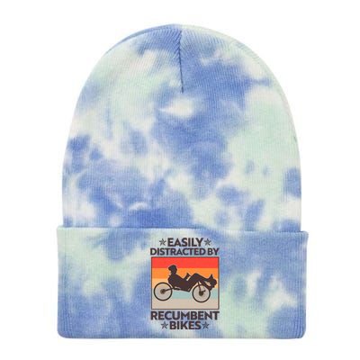 Vintage Easily Distracted By Recumbent Bikes Tie Dye 12in Knit Beanie