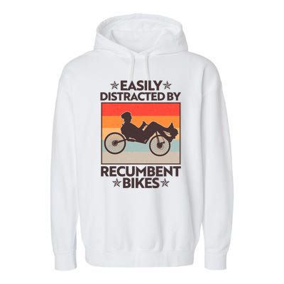 Vintage Easily Distracted By Recumbent Bikes Garment-Dyed Fleece Hoodie