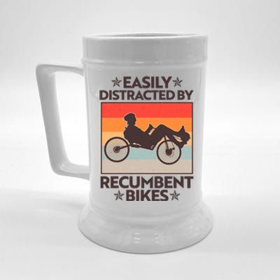 Vintage Easily Distracted By Recumbent Bikes Beer Stein