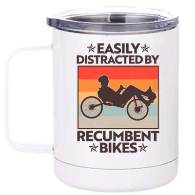 Vintage Easily Distracted By Recumbent Bikes 12 oz Stainless Steel Tumbler Cup