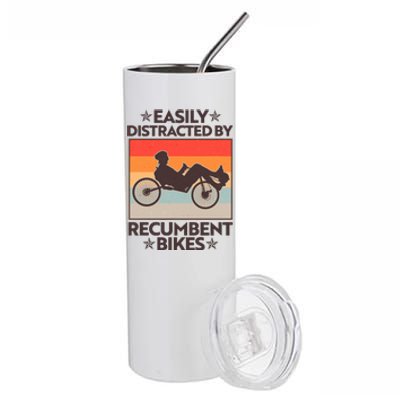 Vintage Easily Distracted By Recumbent Bikes Stainless Steel Tumbler