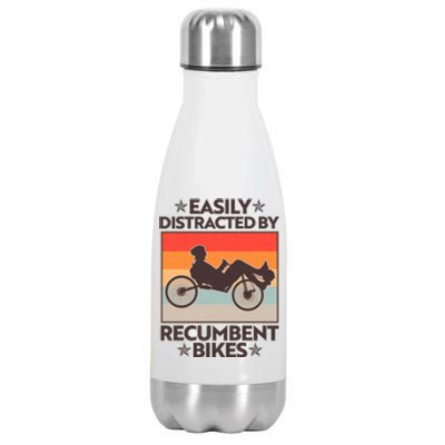 Vintage Easily Distracted By Recumbent Bikes Stainless Steel Insulated Water Bottle