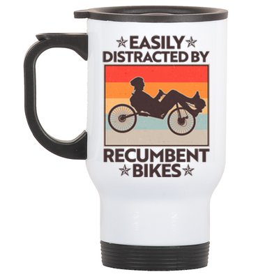 Vintage Easily Distracted By Recumbent Bikes Stainless Steel Travel Mug