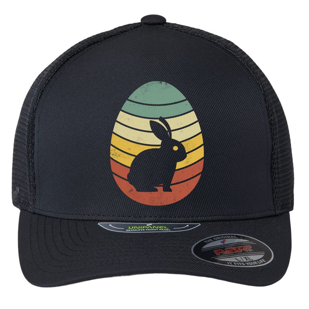 Vintage Easter Bunny Egg Flexfit Unipanel Trucker Cap