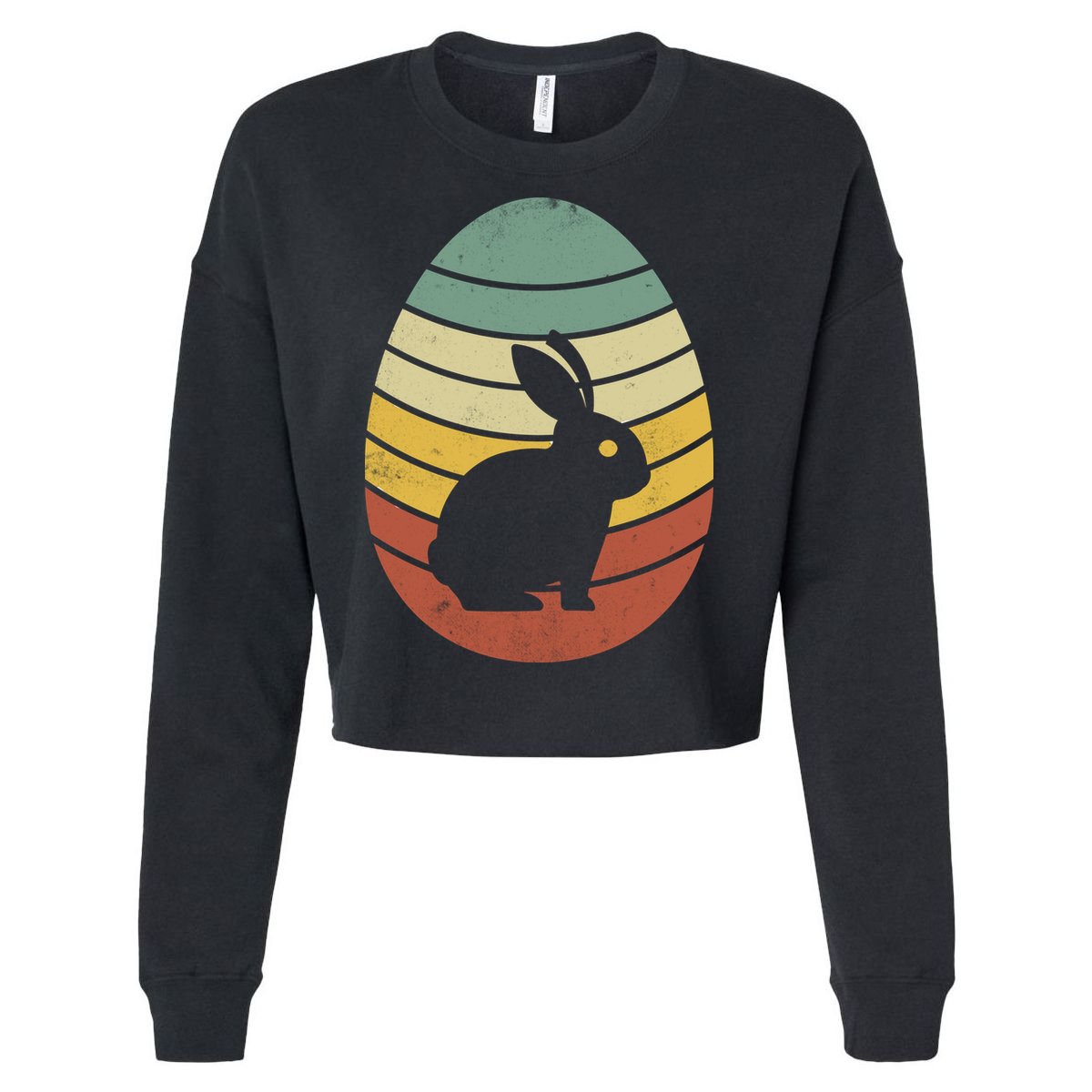 Vintage Easter Bunny Egg Cropped Pullover Crew