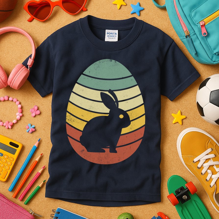 Vintage Easter Bunny Egg Kids T-Shirt