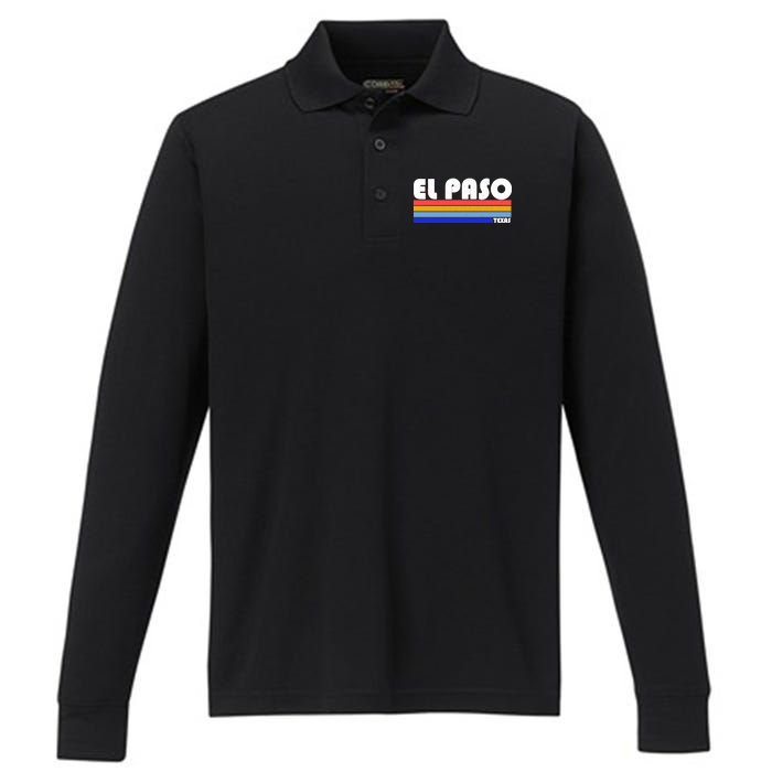 Vintage El Paso Texas  Performance Long Sleeve Polo