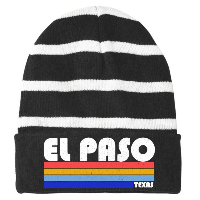 Vintage El Paso Texas  Striped Beanie with Solid Band