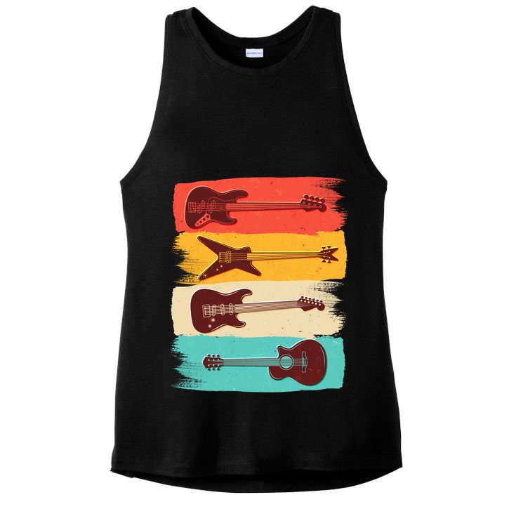 Vintage Electric Guitars Retro Colors Ladies PosiCharge Tri-Blend Wicking Tank
