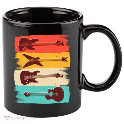 Vintage Electric Guitars Retro Colors 11oz C Handle Ceramic Mug