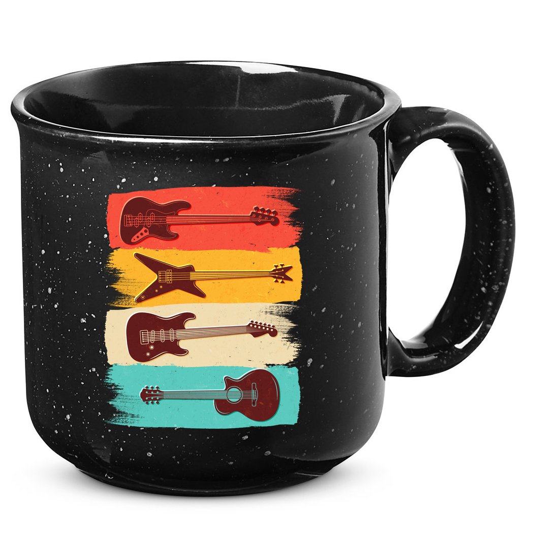 Vintage Electric Guitars Retro Colors 15oz Campfire Ceramic Mug