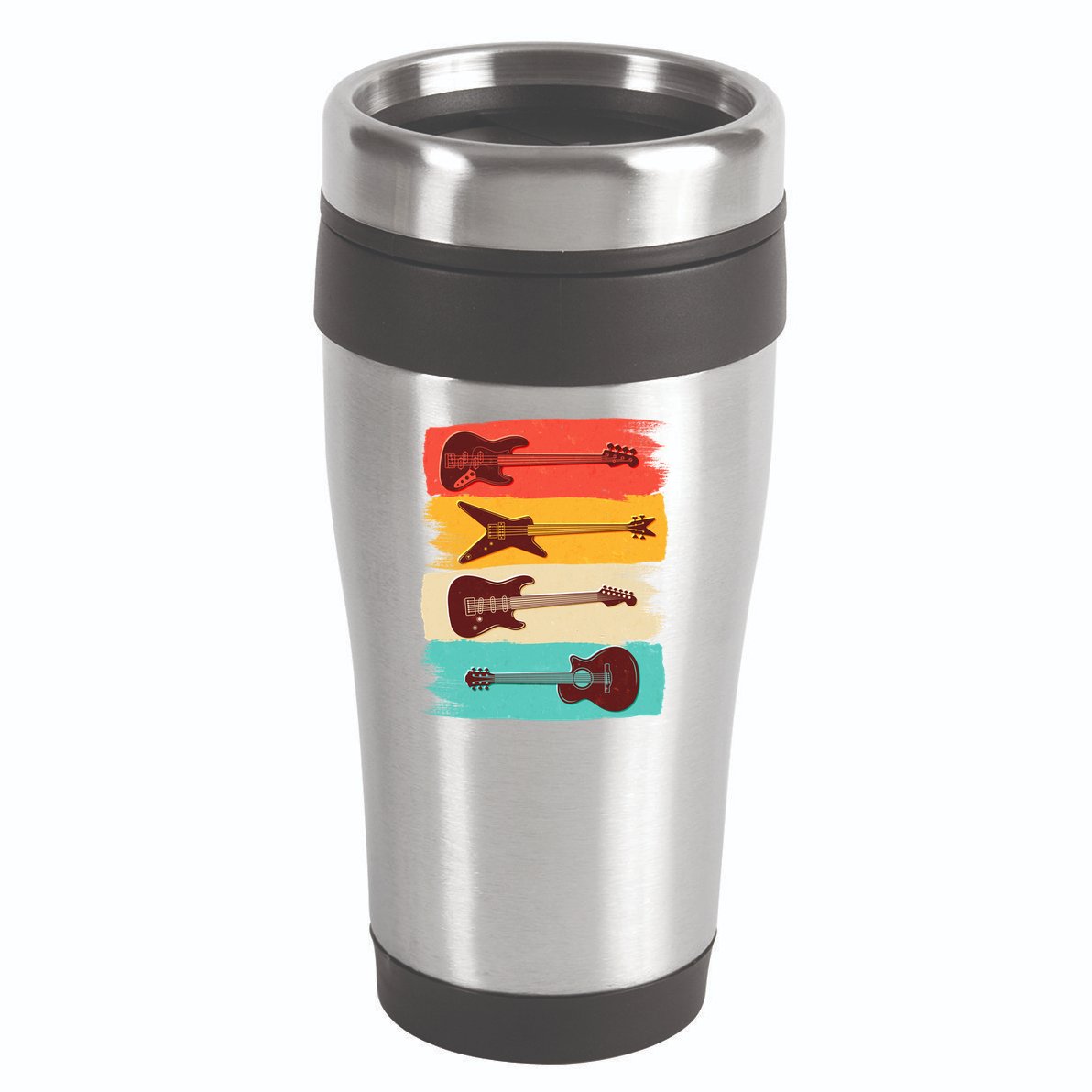 Vintage Electric Guitars Retro Colors 16oz Travel Tumbler