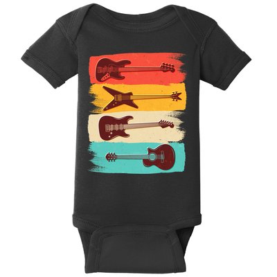 Vintage Electric Guitars Retro Colors Baby Bodysuit