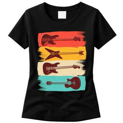 Vintage Electric Guitars Retro Colors Womens T-Shirt