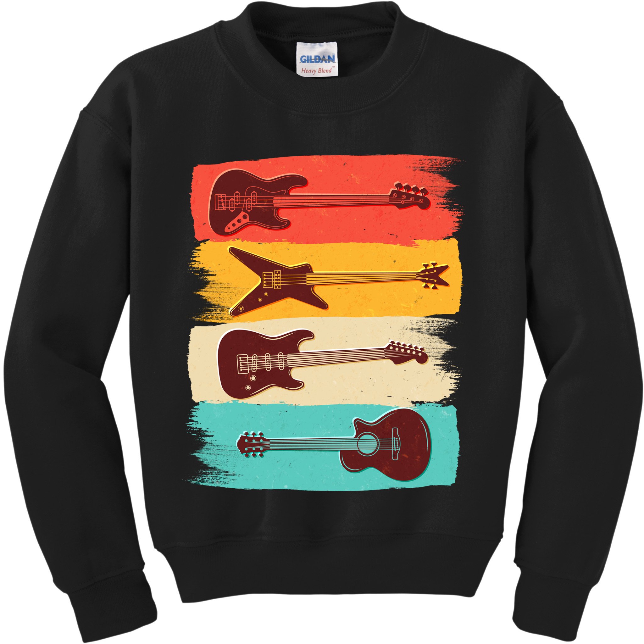 Vintage Electric Guitars Retro Colors Kids Sweatshirt