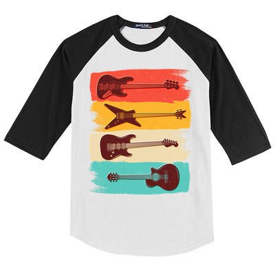 Vintage Electric Guitars Retro Colors Kids Colorblock Raglan Jersey