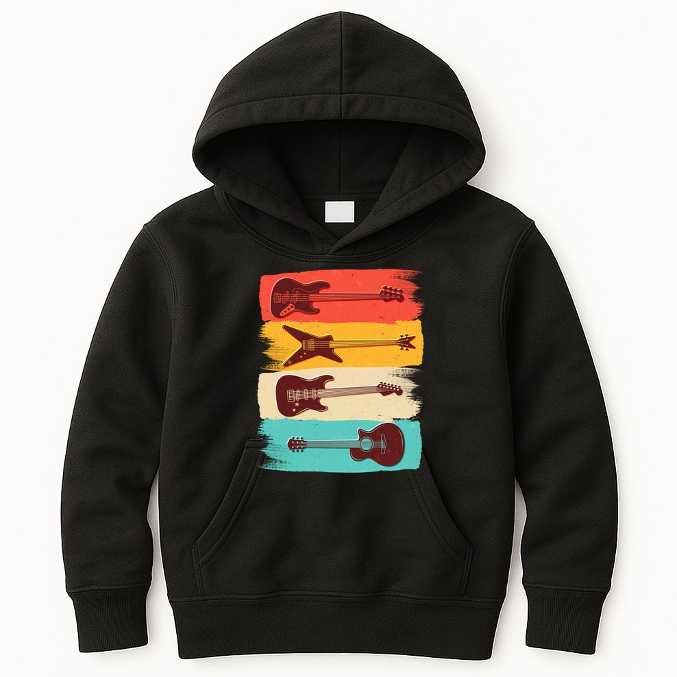 Vintage Electric Guitars Retro Colors Kids Hoodie