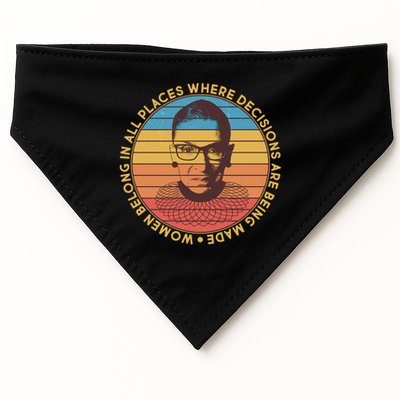 Vintage Emblem Ruth Bader Ginsburg Quote Women Belongs in All Place USA-Made Doggie Bandana