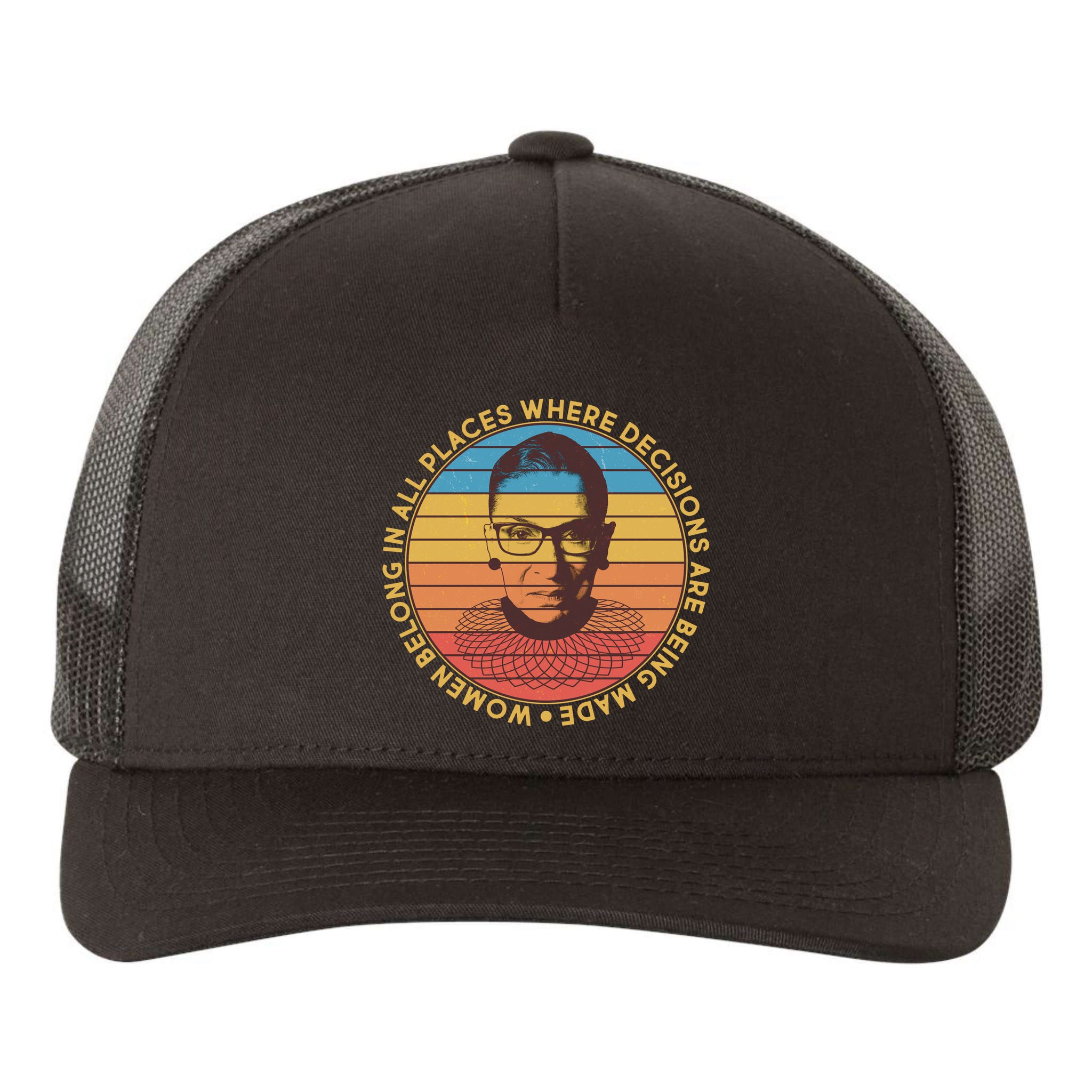 Vintage Emblem Ruth Bader Ginsburg Quote Women Belongs in All Place Yupoong Adult 5-Panel Trucker Hat