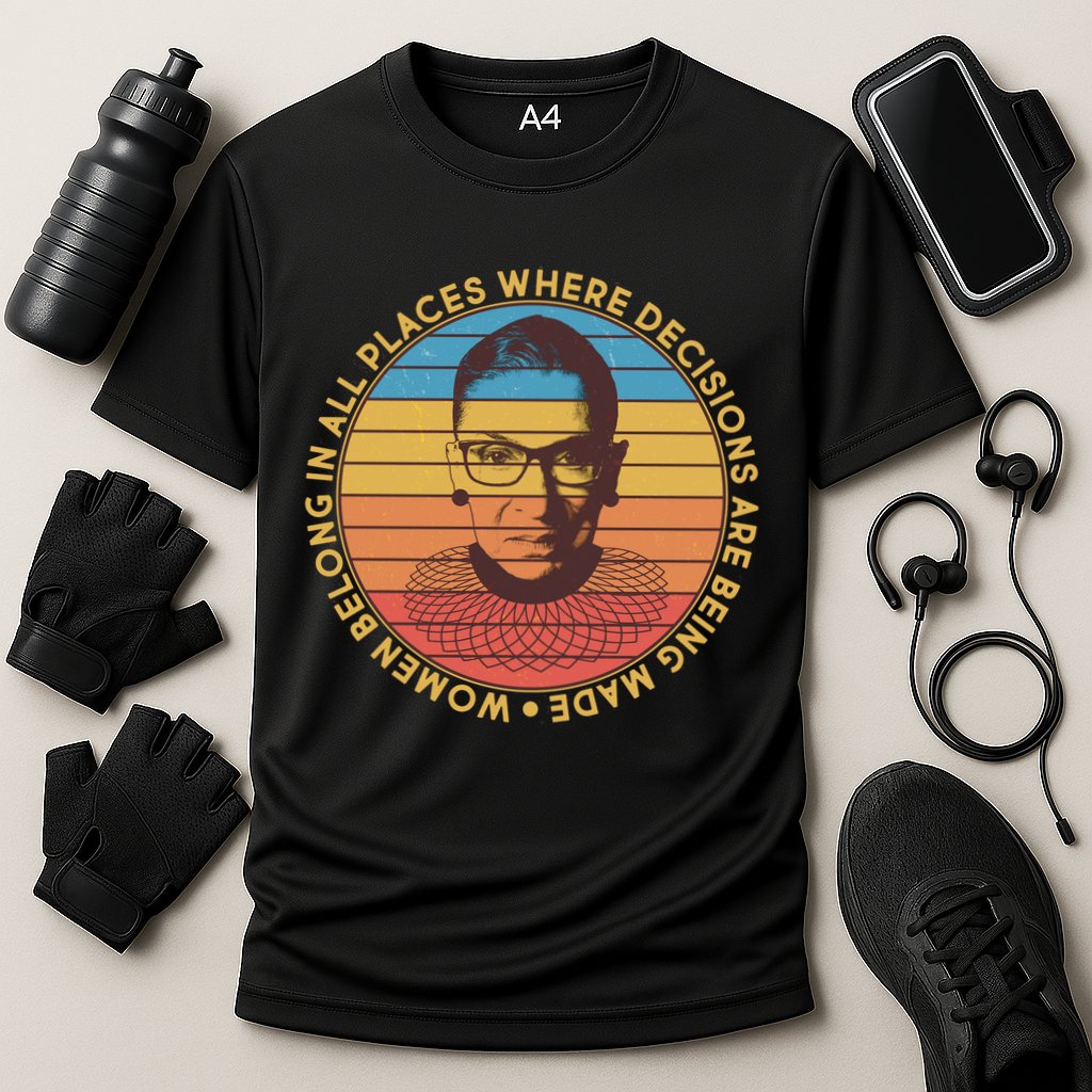 Vintage Emblem Ruth Bader Ginsburg Quote Women Belongs in All Place Cooling Performance Crew T-Shirt
