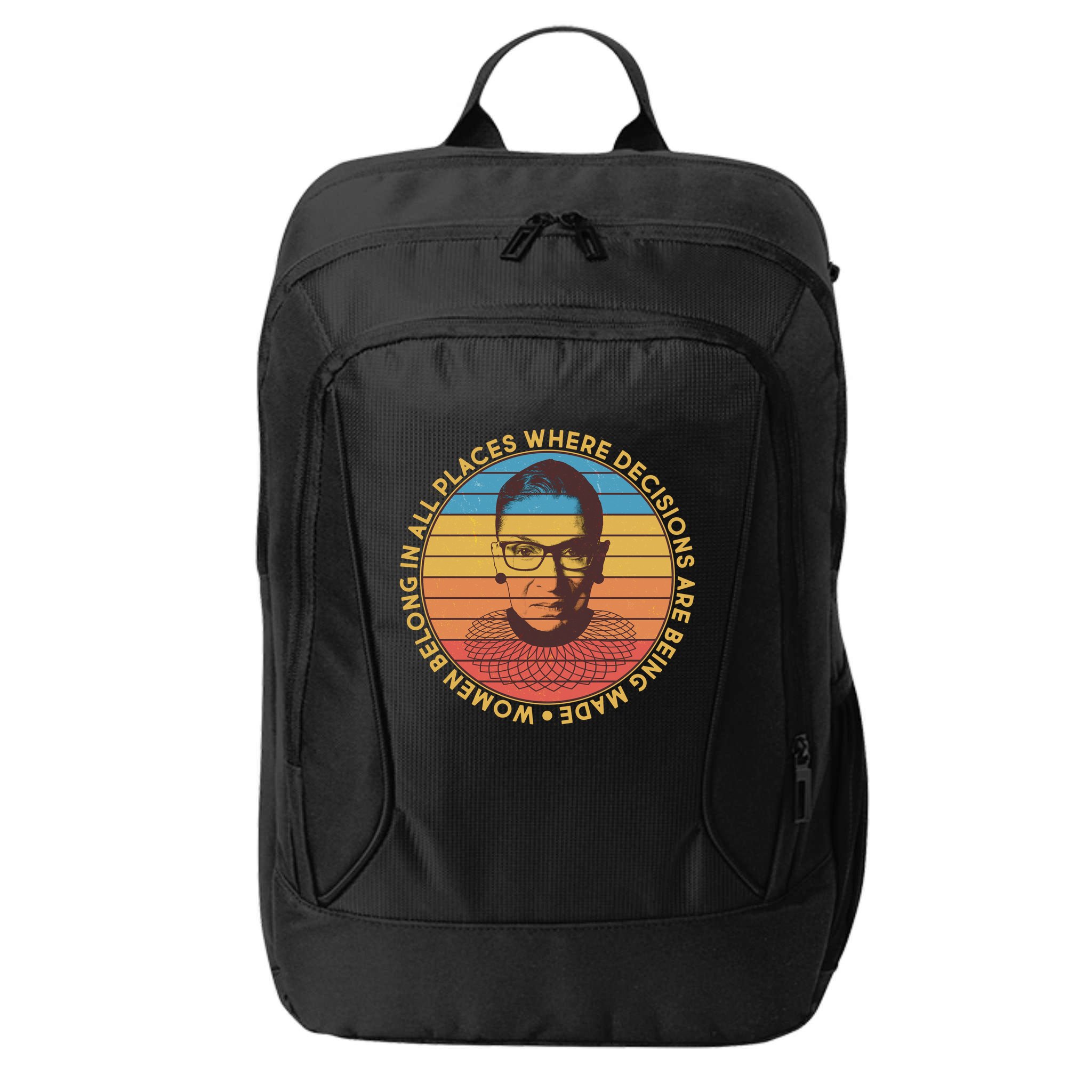 Vintage Emblem Ruth Bader Ginsburg Quote Women Belongs in All Place City Backpack