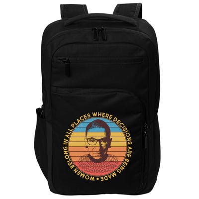 Vintage Emblem Ruth Bader Ginsburg Quote Women Belongs in All Place Impact Tech Backpack