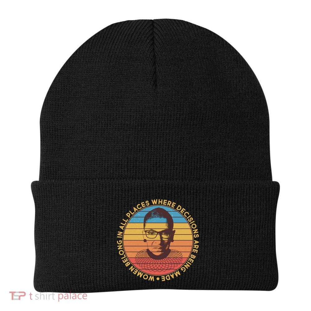 Vintage Emblem Ruth Bader Ginsburg Quote Women Belongs in All Place Beanie