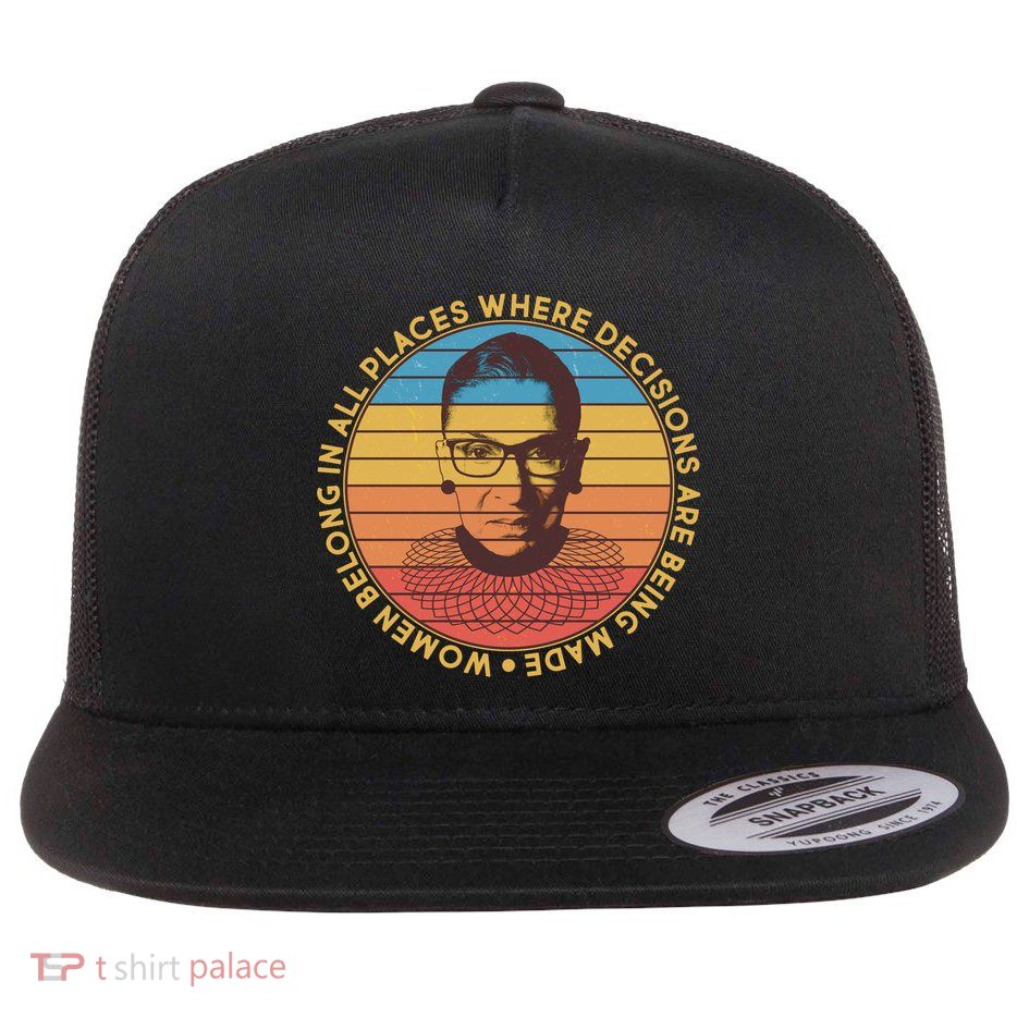 Vintage Emblem Ruth Bader Ginsburg Quote Women Belongs in All Place Flatbill Hat