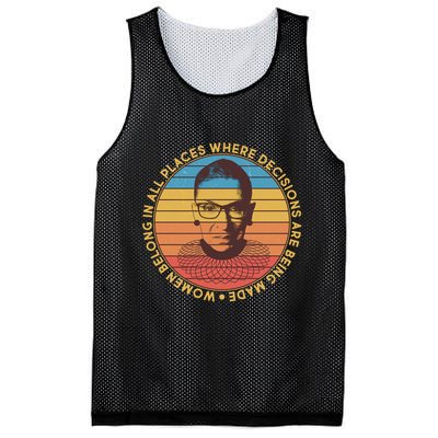 Vintage Emblem Ruth Bader Ginsburg Quote Women Belongs in All Place Mesh Reversible Basketball Jersey Tank
