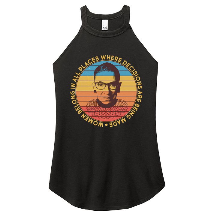 Vintage Emblem Ruth Bader Ginsburg Quote Women Belongs in All Place Women's Perfect Tri Rocker Tank