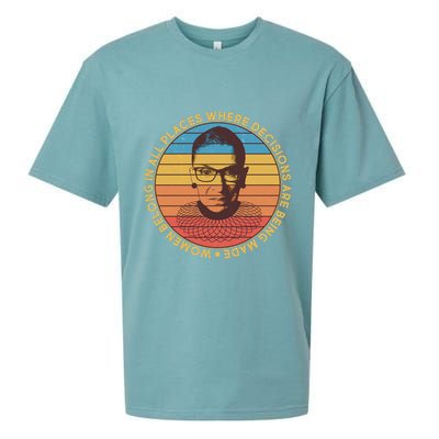 Vintage Emblem Ruth Bader Ginsburg Quote Women Belongs in All Place Sueded Cloud Jersey T-Shirt