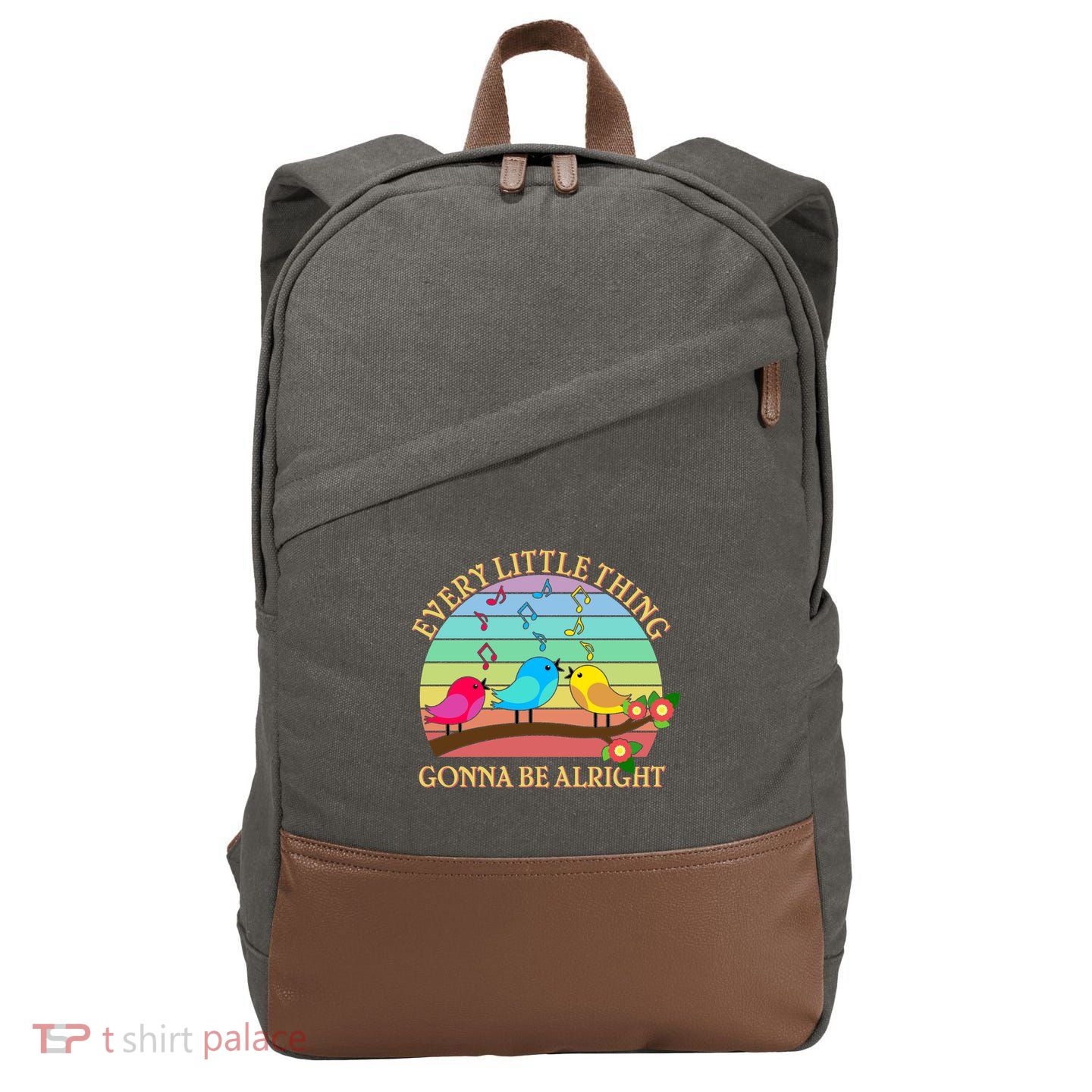  Vintage Every Little Thing Is Gonna Be Alright Birds Cotton Canvas Backpack