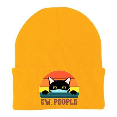 Vintage Ew People Social Distancing Mask Cat Knit Cap Winter Beanie