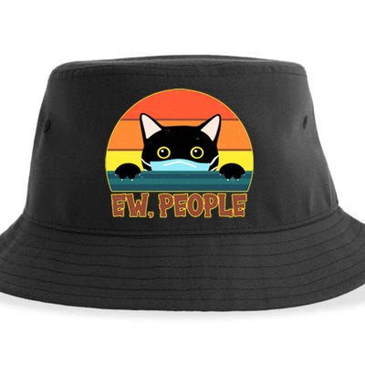 Vintage Ew People Social Distancing Mask Cat Sustainable Bucket Hat