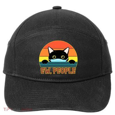 Vintage Ew People Social Distancing Mask Cat 7-Panel Snapback Hat