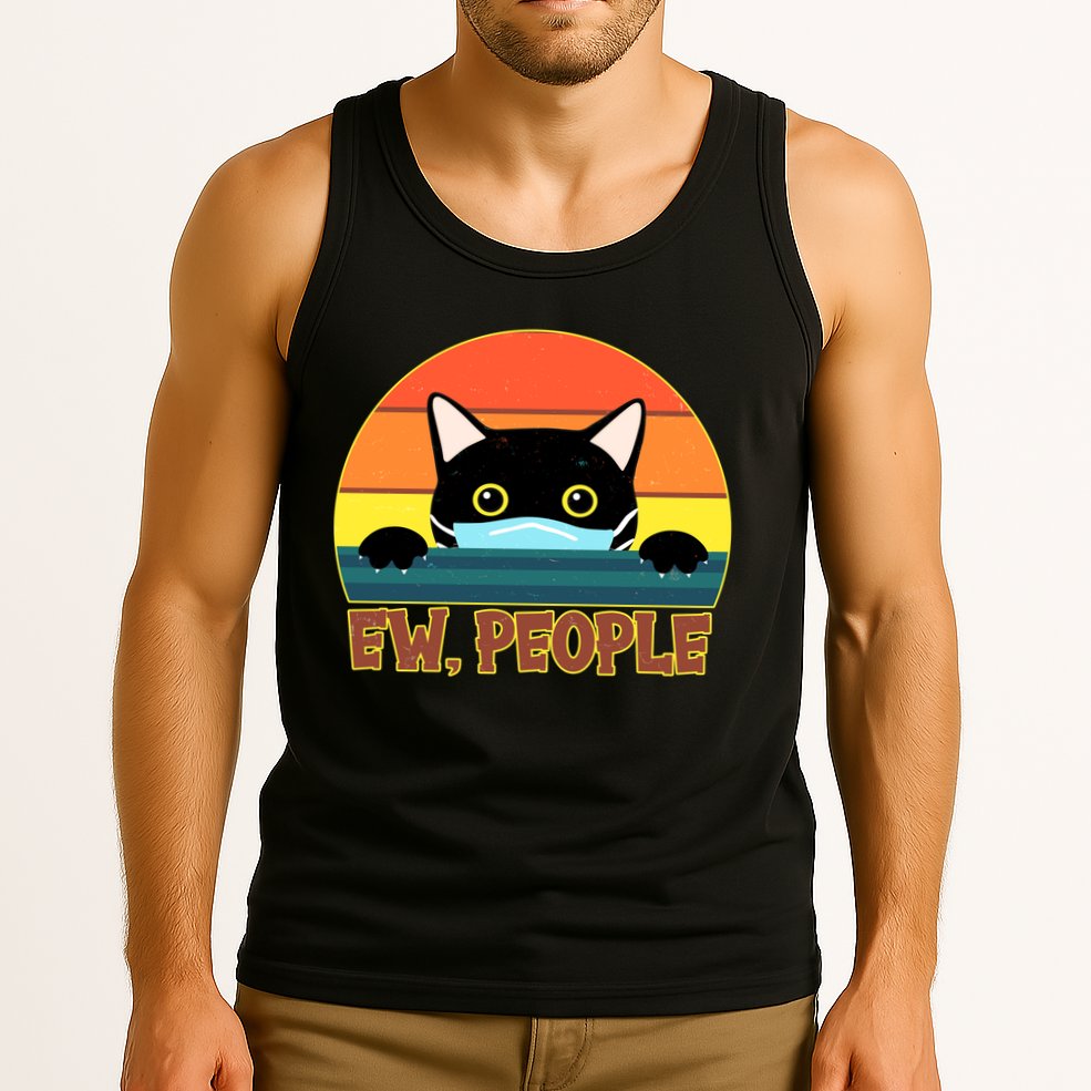 Vintage Ew People Social Distancing Mask Cat Tank Top