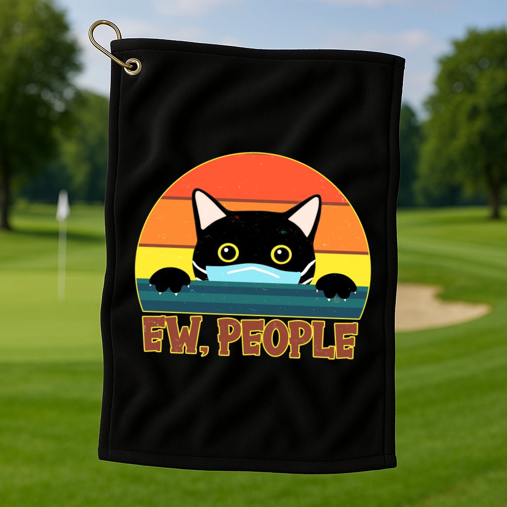 Vintage Ew People Social Distancing Mask Cat Golf Towel