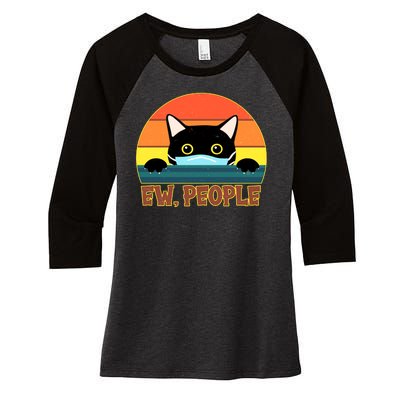 Vintage Ew People Social Distancing Mask Cat Women's Tri-Blend 3/4-Sleeve Raglan Shirt