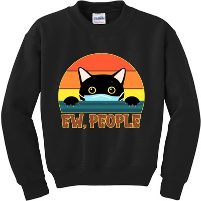Vintage Ew People Social Distancing Mask Cat Kids Sweatshirt