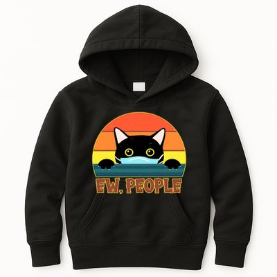 Vintage Ew People Social Distancing Mask Cat Kids Hoodie